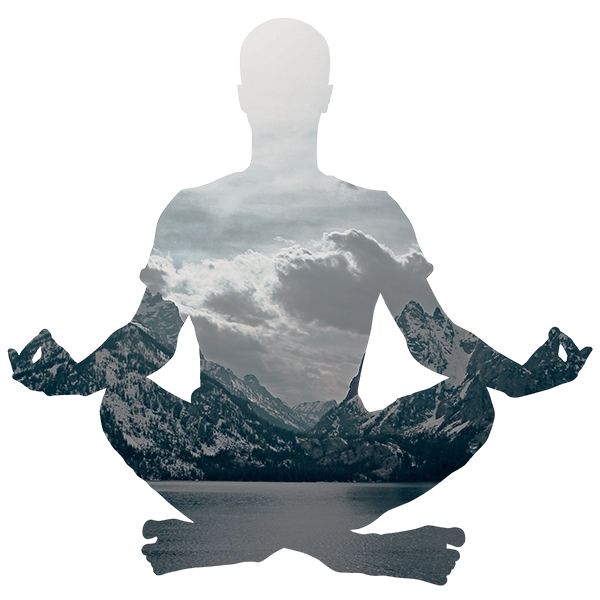Foto aislada de una silueta meditando.